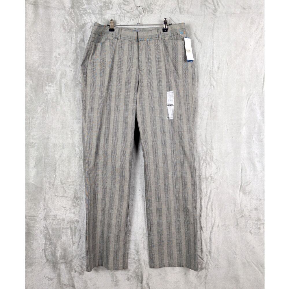 Dockers Womens Mid-Rise Glen Plaid Metro Pant Gray Black White Size 14 Med NWT